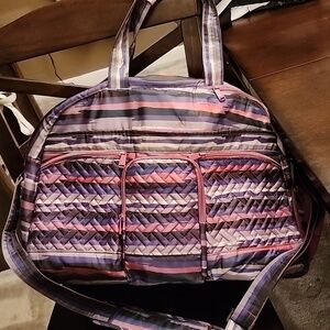 Lug XLarge Weekender Bag Pink & Purple Stripe